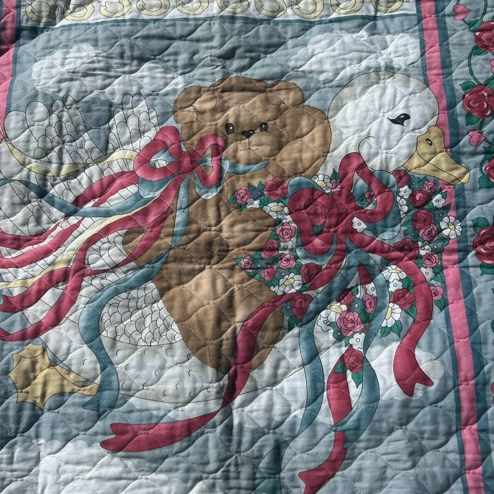 Vintage Daisy Kingdom‎ Goose Bear Ducks Baby Blanket Quilted 35